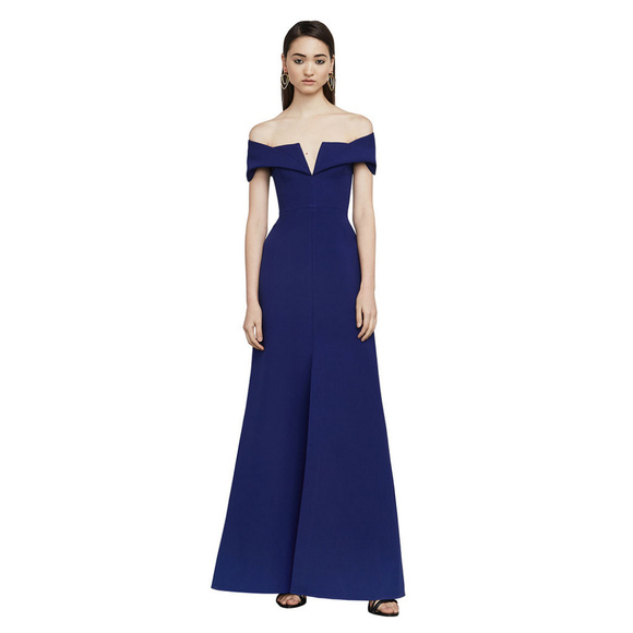 BCBGMaxAzria Dresses & Skirts - Blue Amalie Stretch Crepe Off the Shoulder Gown 2